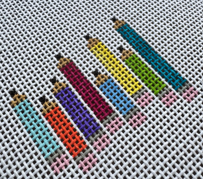 Rainbow Pencil Needlepoint Canvas Kit | 13 Mesh Zweigart Canvas