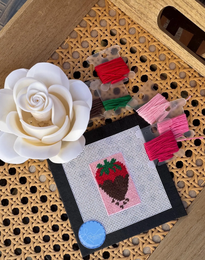 Mini Needlepoint Kit | Chocolate Covered Strawberry