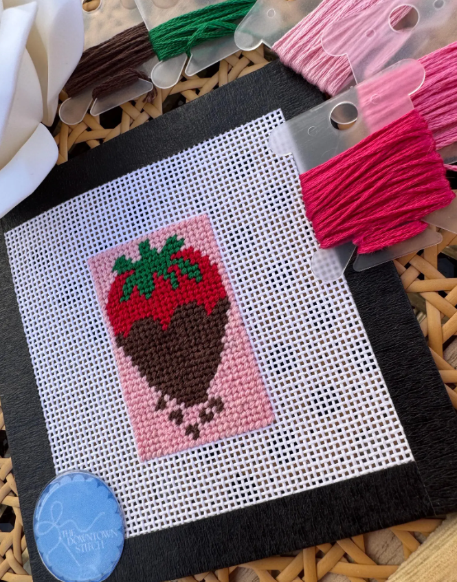 Mini Needlepoint Kit | Chocolate Covered Strawberry