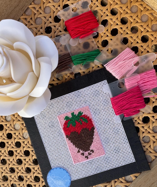 Mini Needlepoint Kit | Chocolate Covered Strawberry